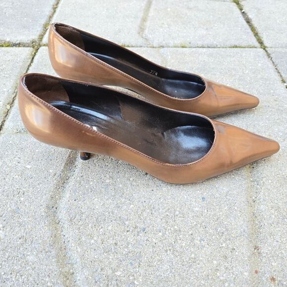 Prada pointed toe heels EU Womens Sz 37.5, ~ US 7.5 In Brown Italy Made - Picture 4 of 16